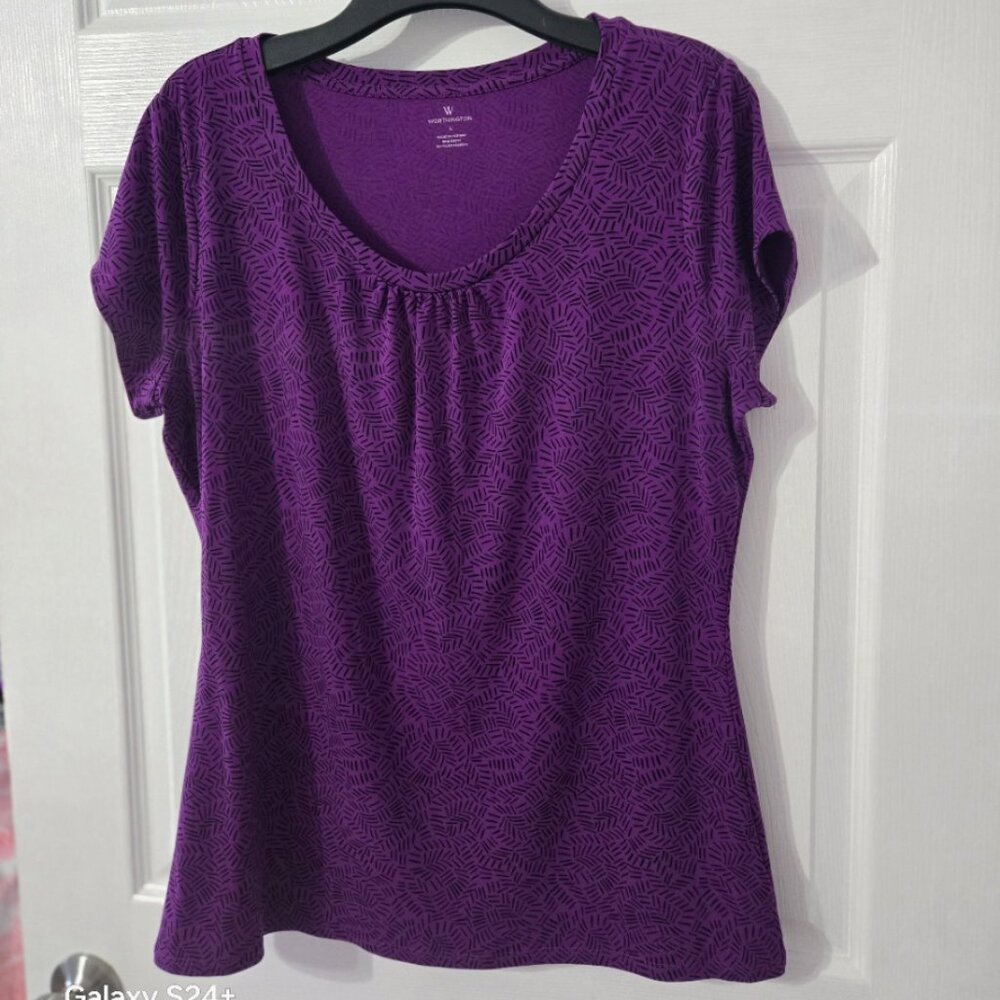 Womens Worthington Top. Sz.Large Purple/Black